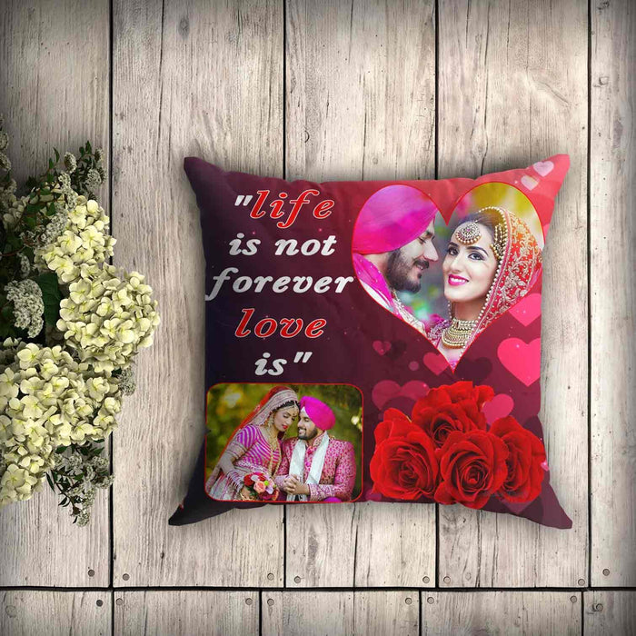 Personalized Rose Design Photo Cushion