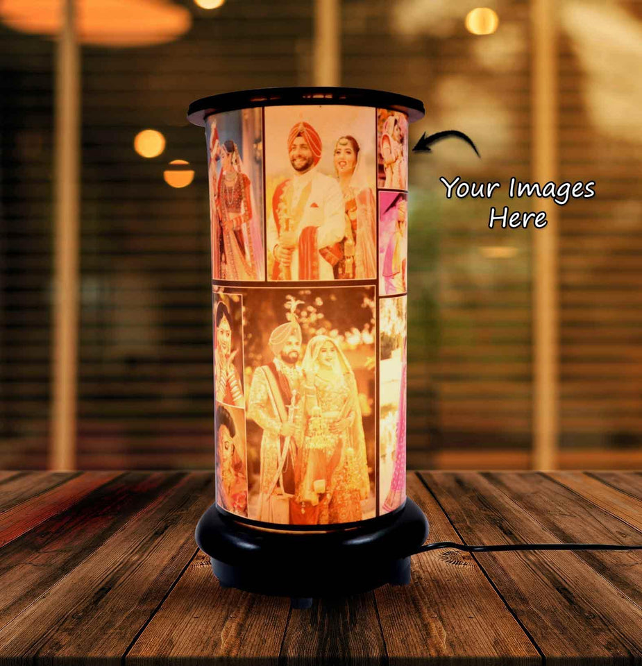 Personalized Wooden Rotating Photo Lamp