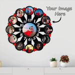 Couple Rounded Wooden Photo Wall Clock