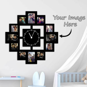 Personalized Square Wooden Photo Wall Clock