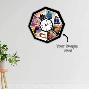 Collage Wooden Photo Wall Clock