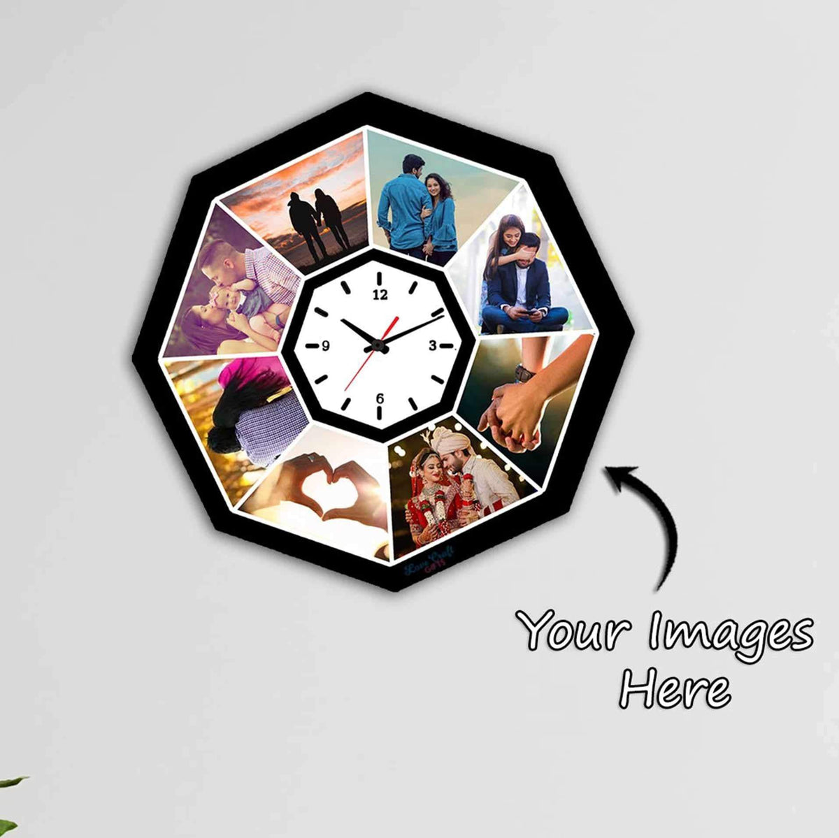 Collage Wooden Photo Wall Clock