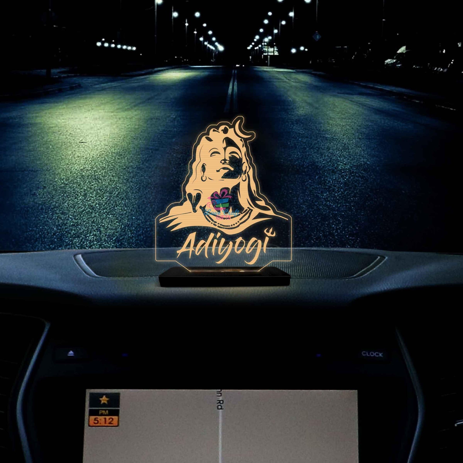 Adiyogi LED Car Dashboard Lamp – Premium Acrylic Shiva Dashboard Light for Car Interior Decor, Spiritual Gift for Shiv Bhakts & Divine Travel Companion | LoveCraftGifts™