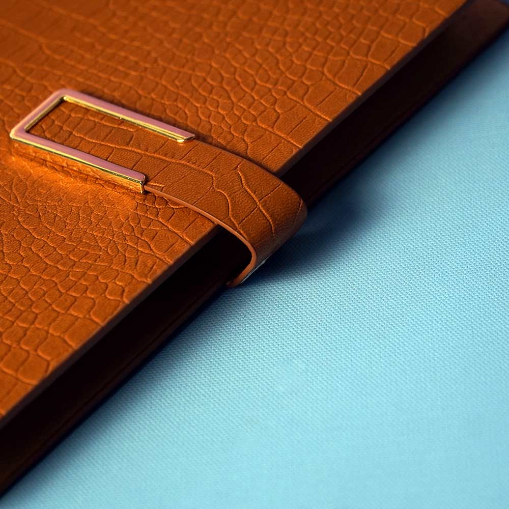 Personalized Crocodile Texture Diary Notebook with Custom Name Plate | Luxury Executive Journal for Office, Study & Daily Planning - A5 Size | Love Craft Gifts™