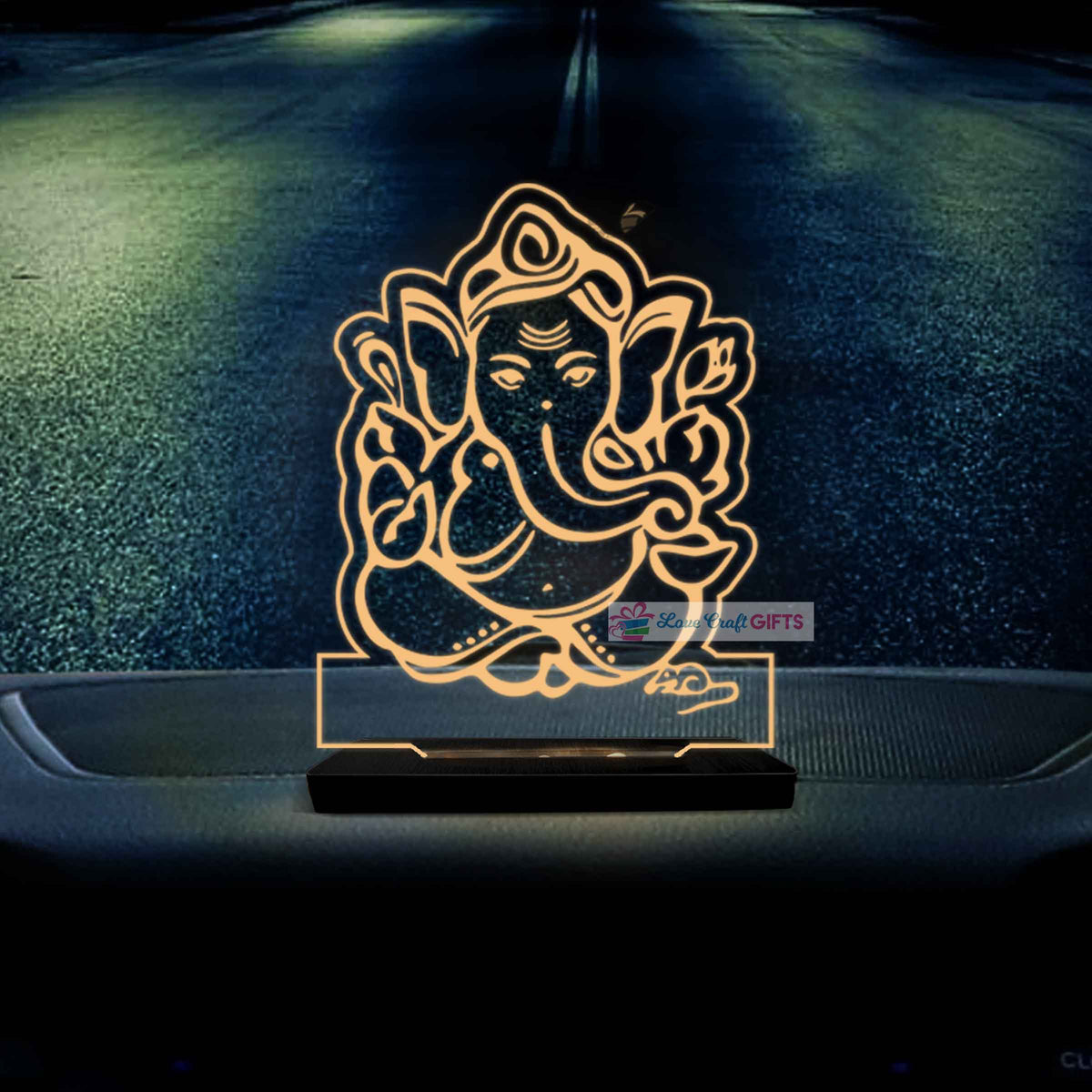 Lord Ganesha LED Car Dashboard Lamp – Premium Acrylic Ganpati Dashboard Light for Car Interior Decor, Spiritual Gift for Home, Office & Vehicle | LoveCraftGifts™