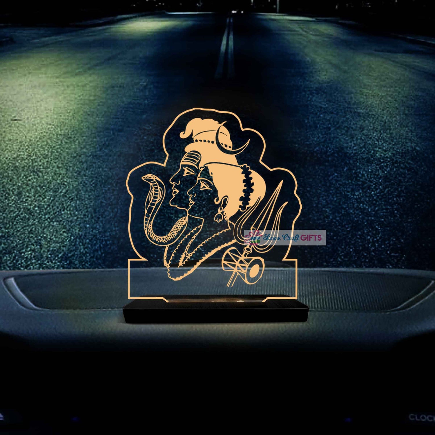 Shiv Parvati LED Car Dashboard Lamp – Premium Acrylic Mahadev Mata Parvati Dashboard Light for Car Interior Decor, Spiritual Gift for Home, Office & Vehicle | LoveCraftGifts™