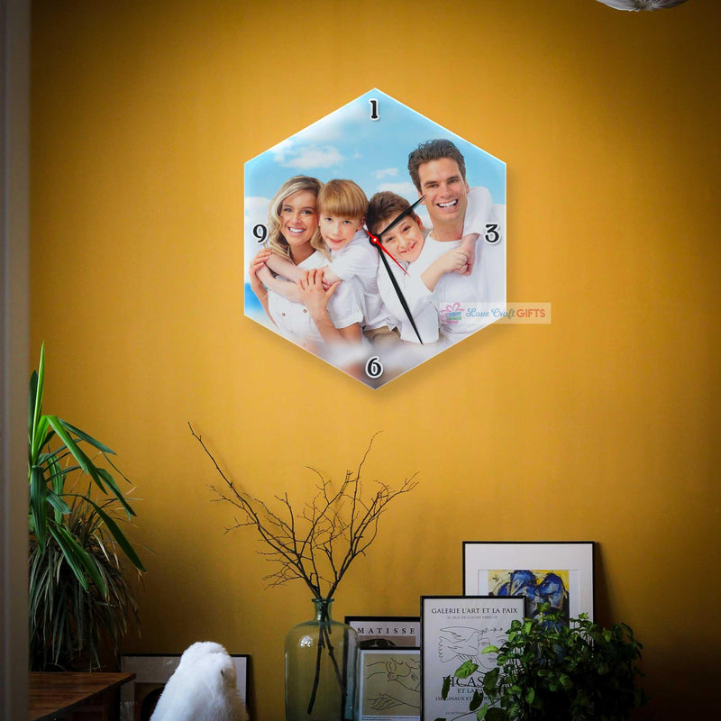 Hexagon Sublimation Photo Wall Clock