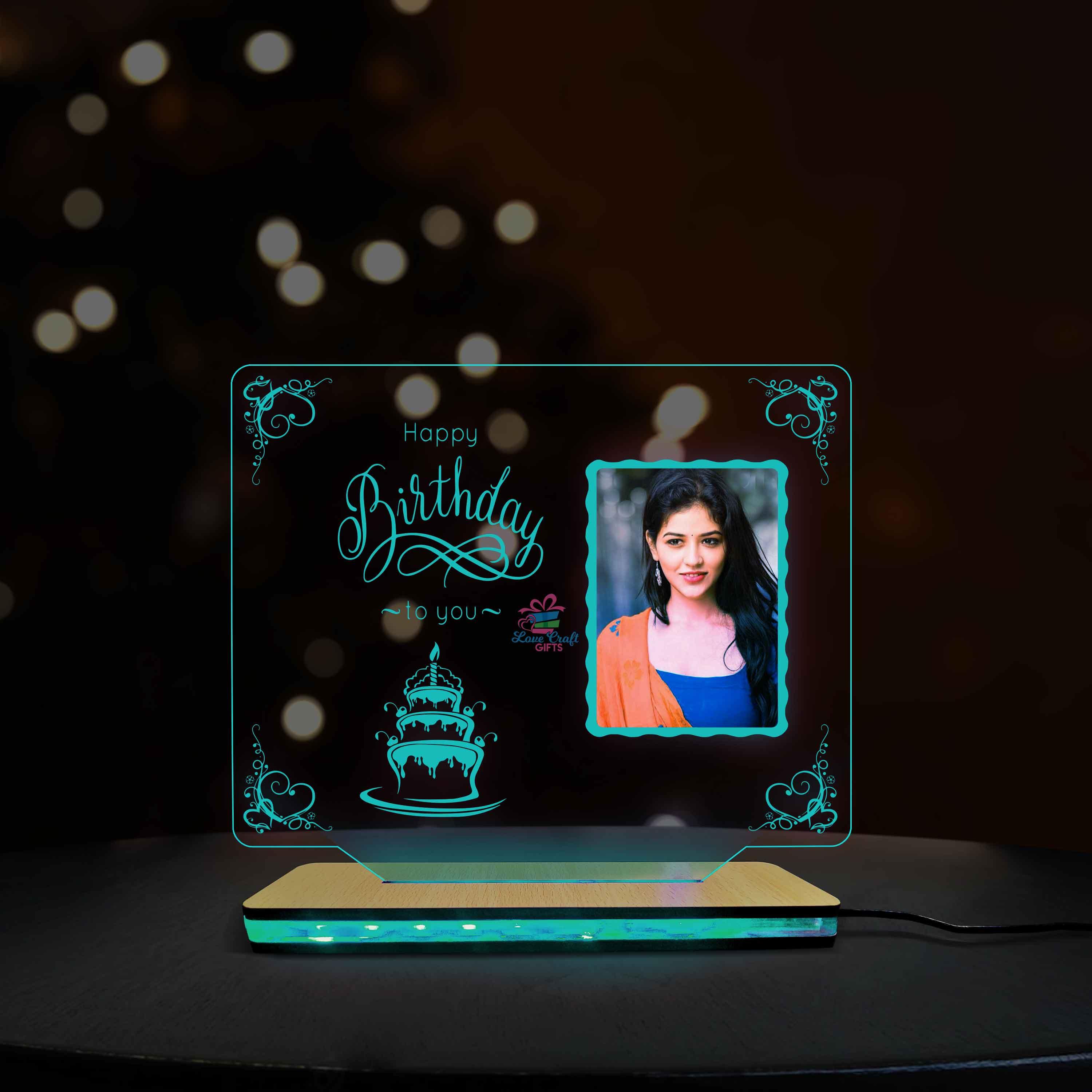 Customized Acrylic Birthday Multi-Led Table Lamp - love craft gift