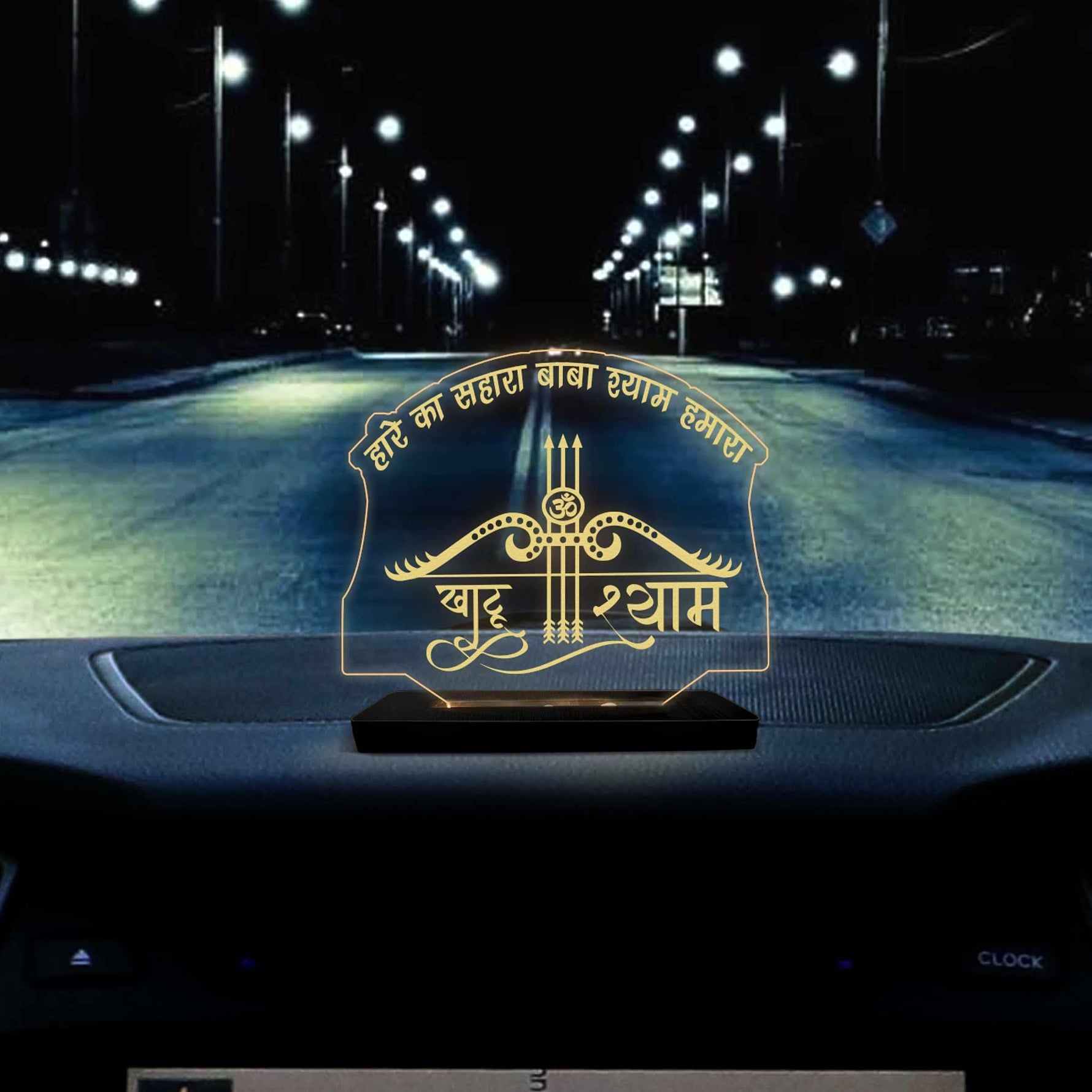 Khatu Shyam LED Car Dashboard Lamp – Premium Acrylic Khatu Shyam Ji Dashboard Light for Car Interior Decor, Spiritual Gift for Devotees & Divine Travel Companion | LoveCraftGifts™