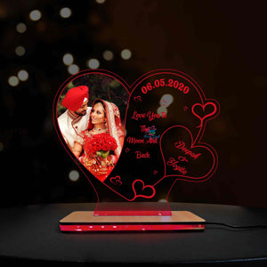 Acrylic Heart Multi-Led Table Lamp