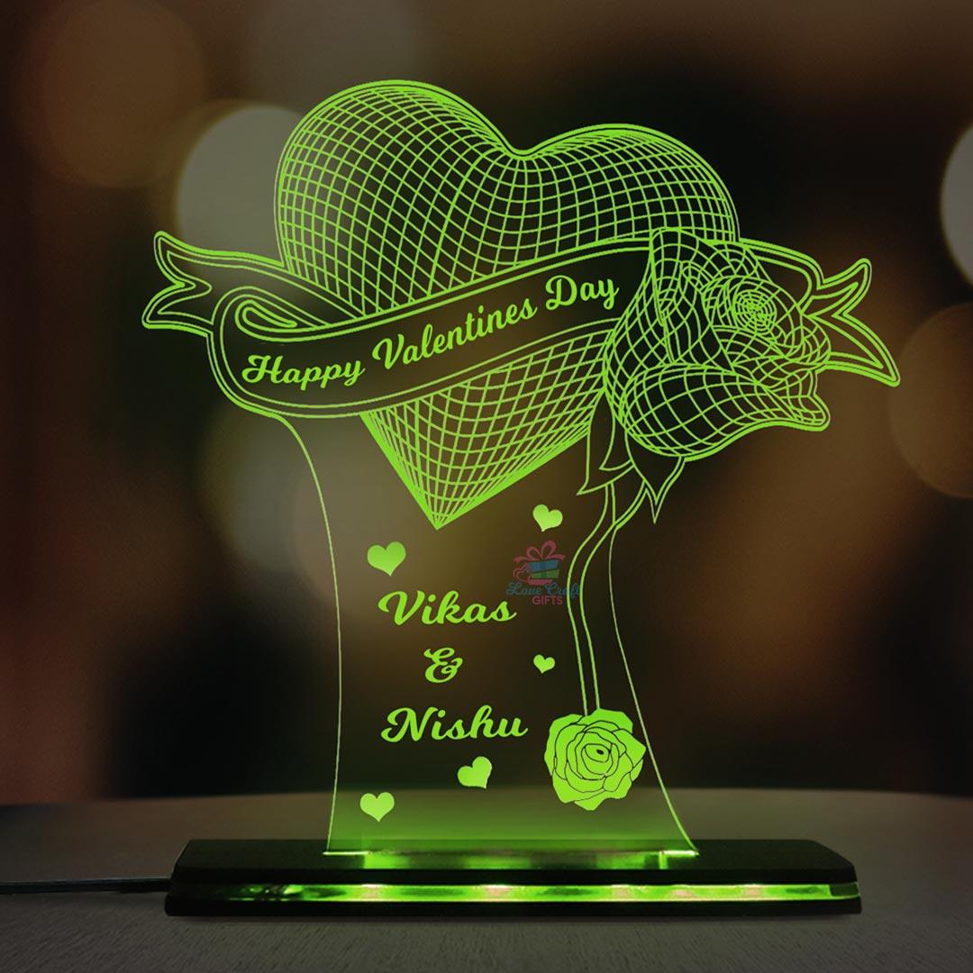 3d Acrylic Valentine's Day LED Lamp Gift For Wife