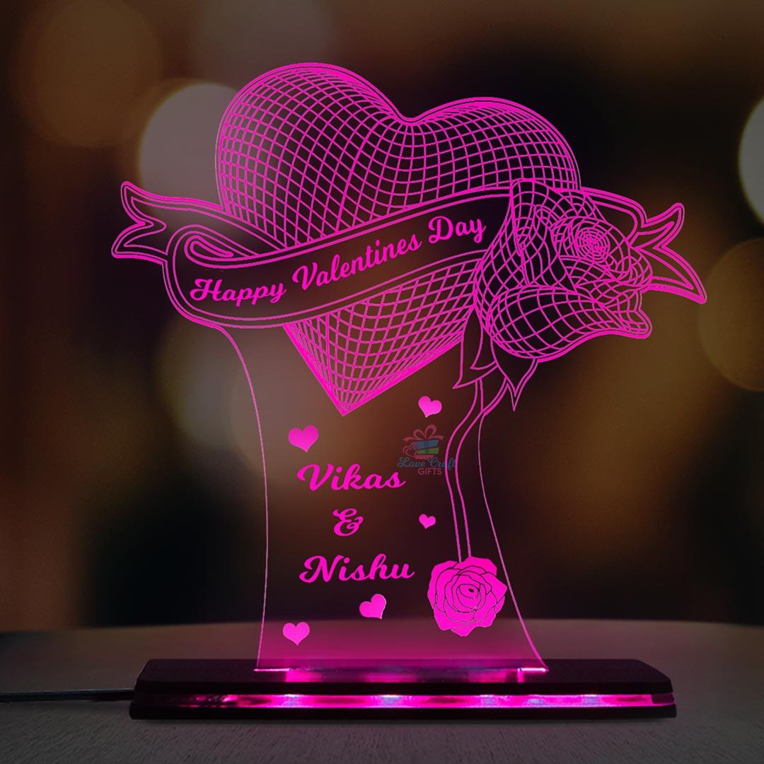 3d Acrylic Valentine's Day LED Lamp Gift For Husband