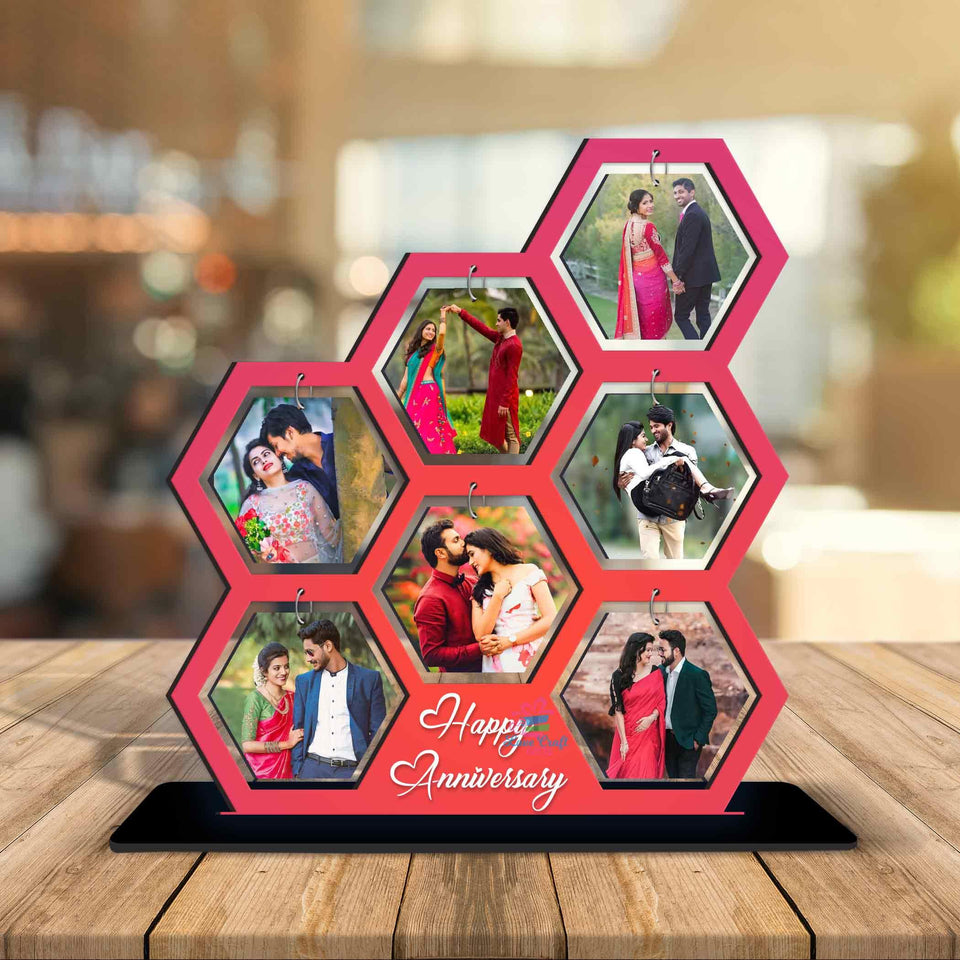 WOODEN HONEYCOMB PHOTO TABLE TOP - love craft gift