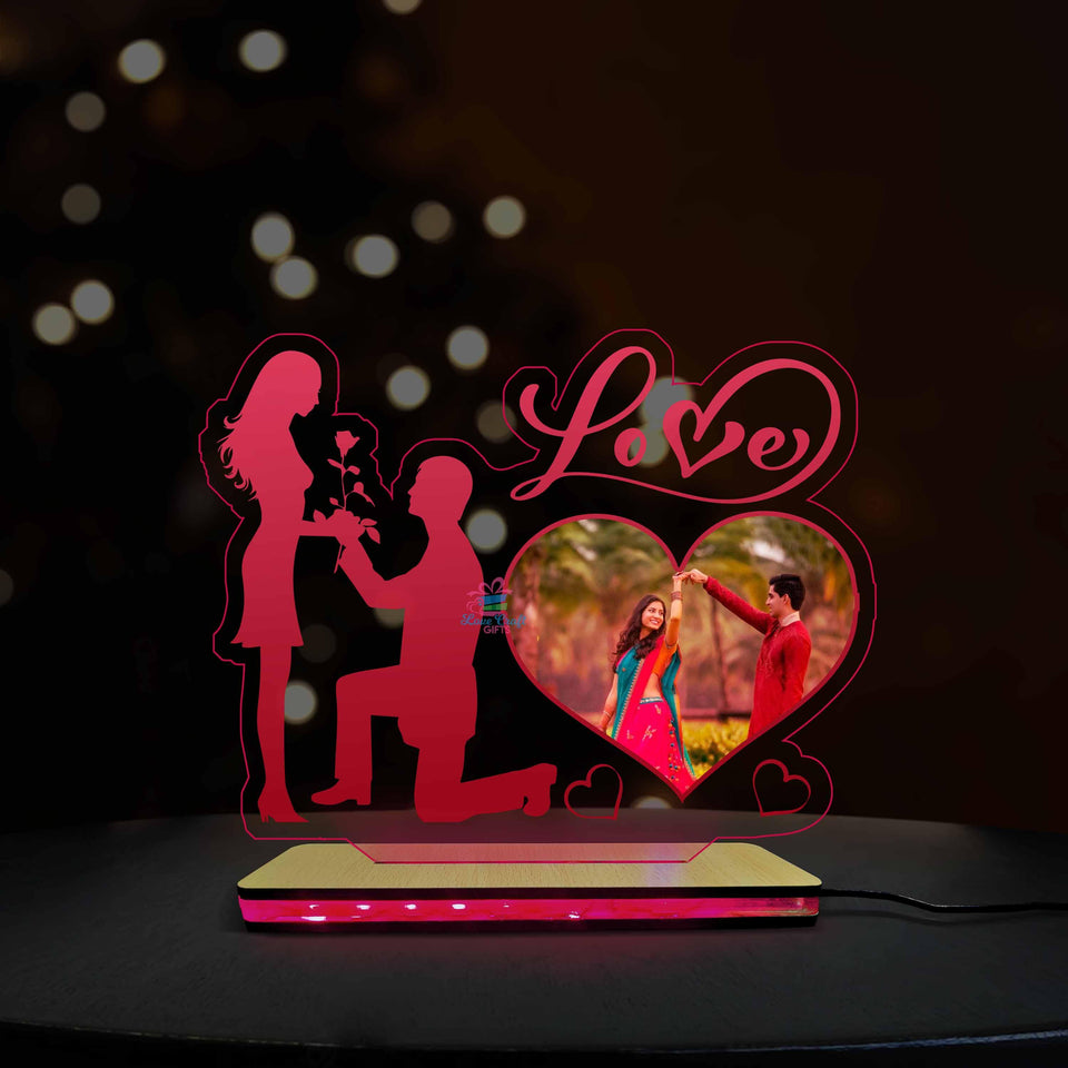 3D Acrylic Love Heart Multi-Led Table Lamp