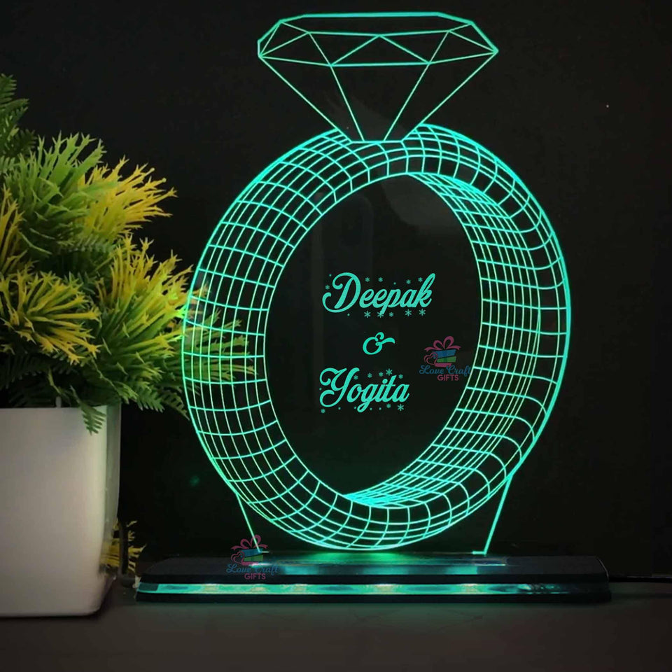 3d Acrylic Names In Ring LED Lamp